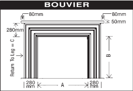 6KX/1050 BOUVIER MANTEL MDF RAW