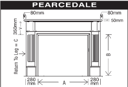 6KX/1050 PEARCEDALE MANTEL MDF RAW