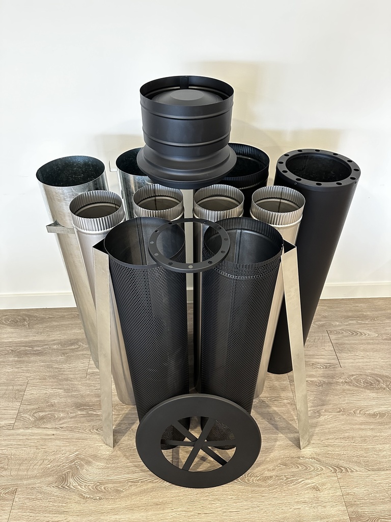 6" DEFAULT MESH FLUE KIT FULL POWDERCOAT BLACK 4MTR