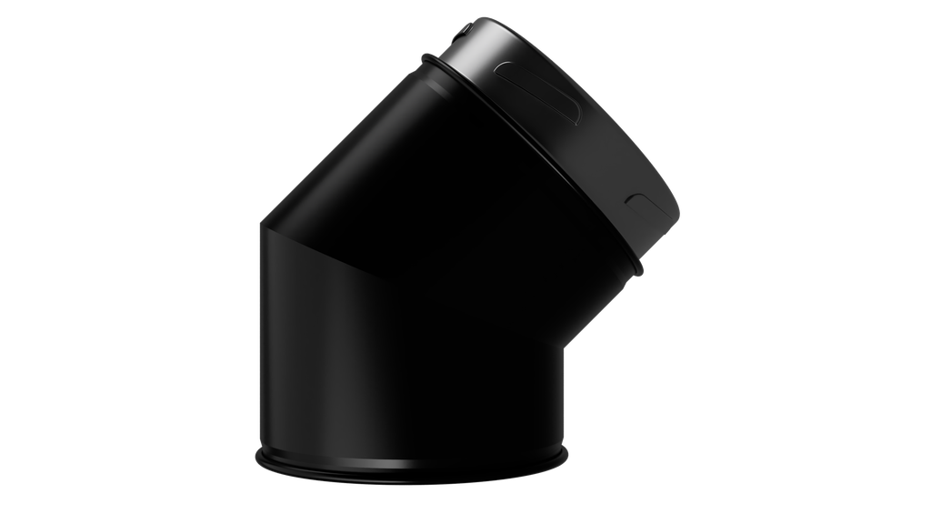PELLET FLUE- 45 DEGREE BEND w LOCKING BAND- BLACK