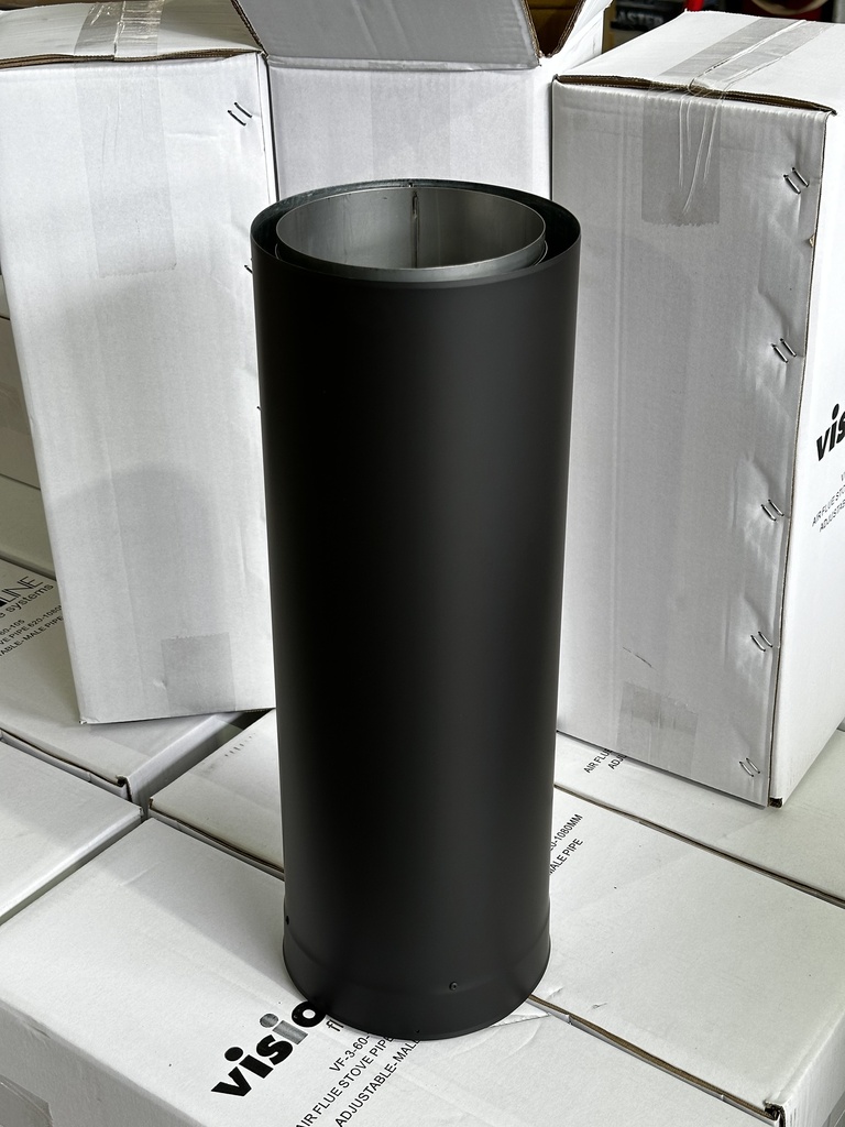 AIR FLUE 6" STOVE PIPE MED ADJUSTABLE 600mm MALE