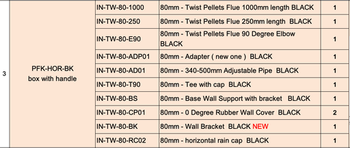 [PFK-HOR-BK] Pellet flue kit Horizontal termination black